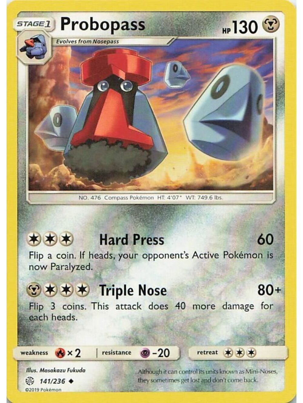 Uncommon Pokemon TCG 2019 Probopass NM SM12